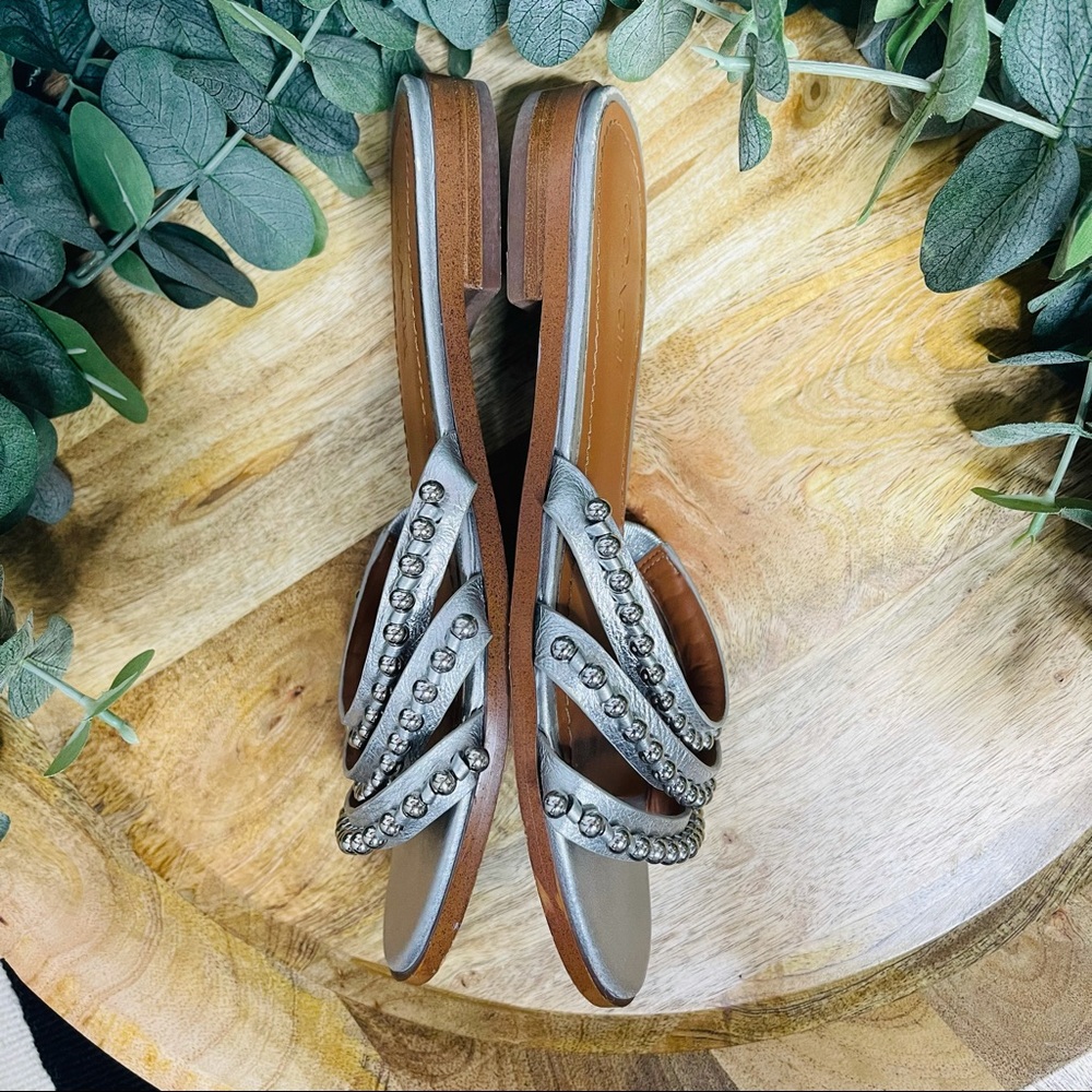 Coach - Isa Studded Metallic Leather Slide Sandal 7.5 - Picture 7 of 16